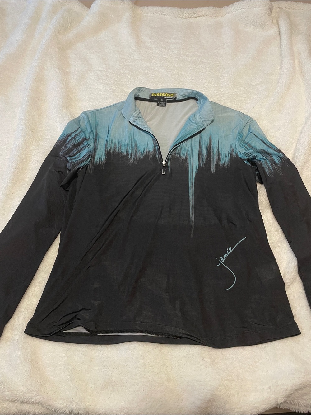 jamie sadock Black and Teal Quarter-Zip Pullover